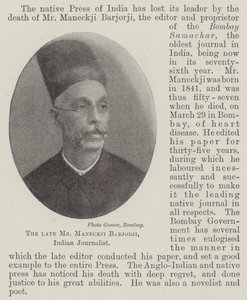 المرحوم السيد Maneckji Barjorji الصحفي الهندي بواسطة مصور انجليزى
