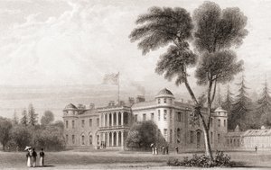 منظر من القرن التاسع عشر لـ Goodwood House ، غرب ساسكس ، جنوب إنجلترا. من Churton