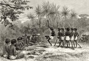A Corroboree ، c.1880 ، من "الصور الأسترالية" بقلم هوارد ويلوبي ، نشرته جمعية المسالك الدينية ، لندن ، 1886 بواسطة مدرسة اللغة الإنجليزية