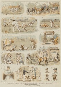 A Farm House Holiday (colour litho) بواسطة مدرسة اللغة الإنجليزية