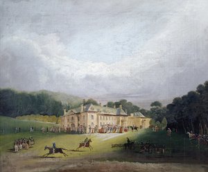 A Fete at Firle ، حيث تم إحياء لعبة Quintain القديمة ، 1827 بواسطة مدرسة اللغة الإنجليزية
