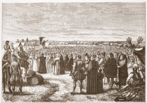 وعظ ميداني بالقرب من غنت ، توضيح من تاريخ البروتستانتية بقلم جيمس أيتكين ويلي (1808-1890) ، حانة. 1878 بواسطة مدرسة اللغة الإنجليزية
