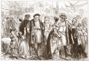 A Gala-Day in Nuremberg: Time، Sixteenth Century، Illustration from The History of Protestantism by James Aitken Wylie (1808-1890)، pub. 1878 بواسطة مدرسة اللغة الإنجليزية