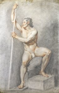 ذكر عاري يحمل طاقم عمل ، 1770 (طباشير ملونة على الورق)