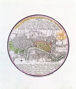 خطة لندن ، وستمنستر وبورو من ساوثوارك ، 1793 (النقش اليدوي) بواسطة مدرسة اللغة الإنجليزية