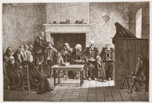 القس البروتستانتي يخاطب التجمع السري للهوغوينوتس ، توضيح من تاريخ البروتستانتية بقلم جيمس أيتكين ويلي (1808-1890) ، حانة. 1878 بواسطة مدرسة اللغة الإنجليزية