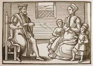 عائلة بيوريتانية ، من تينور من المزامير كلها في أربعة أجزاء ، 1563 (بني داكن) بواسطة مدرسة اللغة الإنجليزية