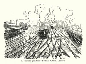 A Railway Junction, Bethnal Green, London (litho) بواسطة مدرسة اللغة الإنجليزية