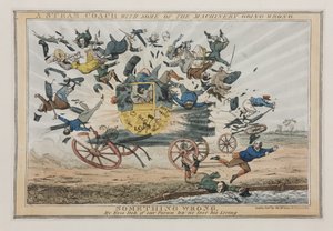 مدرب بخاري مع بعض الآلات التي تسير على نحو خاطئ ، c.1825 بواسطة مدرسة اللغة الإنجليزية