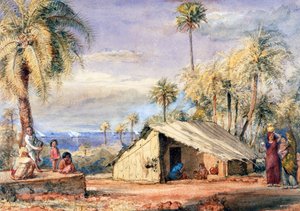 كوخ ذو أدراج صغيرة في بستان النخيل ، رئاسة بومباي ، الهند (مرحاض على ورق) بواسطة مدرسة اللغة الإنجليزية