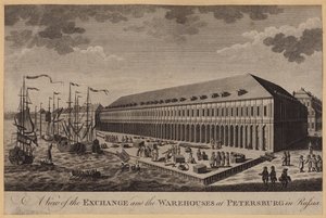 A View of the Exchange and the Warehouses at Petersburg in Russia (engraving) بواسطة مدرسة اللغة الإنجليزية