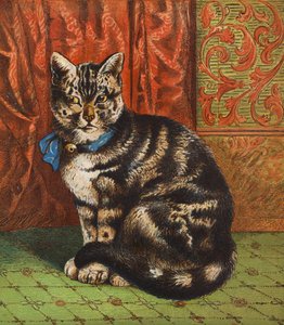 قطة عصرية (طباعة حجرية ملونة) بواسطة مدرسة اللغة الإنجليزية