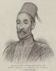 Abdul Hamid II, Sultan of Turkey (engraving) بواسطة مدرسة اللغة الإنجليزية