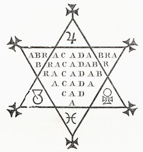 Abracadabra ، من أساطير Ingoldsby أو Mirth and Marvels ، بقلم توماس إنغولدسبي ، نُشر في عام 1865 بواسطة مدرسة اللغة الإنجليزية