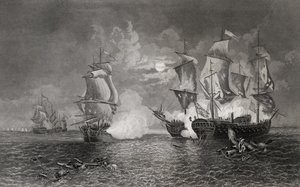 عمل بين بونهوم ريتشارد وسرابيس ، 23 سبتمبر 1779 (النقش) بواسطة مدرسة اللغة الإنجليزية