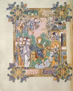أضف 49598 f.45v الدخول إلى القدس ، من Benedictional of St. Aethelwold ، Winchester ، c.980 (ورق) بواسطة مدرسة اللغة الإنجليزية