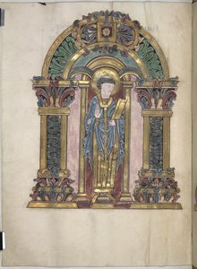 يضيف. 49598، f.97v، St Swithun، Benedictional of St Aethelwold، 971-984 (vellum) بواسطة مدرسة اللغة الإنجليزية