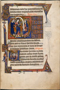 أضف MS 48985 f.29r ، يسوع أمام قيافا ، في ساعات الخلاص بواسطة مدرسة اللغة الإنجليزية