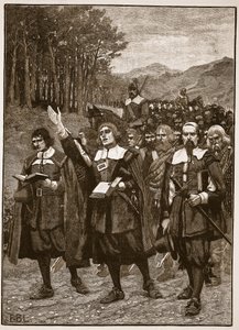 تقدم المتظاهرون عبر الحدود إلى إنجلترا ، التوضيح من Cassells Illustrated History of England (sepia photo) بواسطة مدرسة اللغة الإنجليزية
