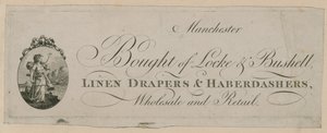 الاعلان عن Bought of Locke & Bushell ، مانشستر بواسطة مدرسة اللغة الإنجليزية