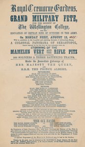 الإعلان عن Grand Military Fete لصالح كلية Wellington بواسطة مدرسة اللغة الإنجليزية