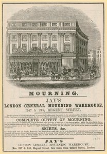 Advert for Jays ، London General Mourning Warehouse ، 247 & 249 Regent Street ، London بواسطة مدرسة اللغة الإنجليزية