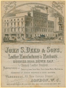 الإعلان عن John S Deed & Sons ، مصنعي الجلود والتجار ، 451 New Oxford Street ، London