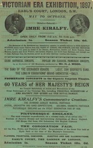 الإعلان عن معرض العصر الفيكتوري ، 1897 ، في إيرلز كورت بواسطة مدرسة اللغة الإنجليزية