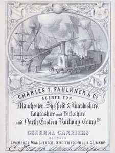 Advertisement for Charles T Faulkner and Company, agents for railway companies (litho) بواسطة مدرسة اللغة الإنجليزية