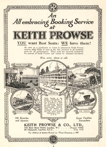 إعلان عن خدمات حجز التذاكر لشركة Keith Prowse & Co، Ltd (litho) بواسطة مدرسة اللغة الإنجليزية