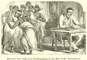رؤية الأفارقة لأول مرة أمام زجاج في كوخ الدكتور ليفينغستون بواسطة مدرسة اللغة الإنجليزية