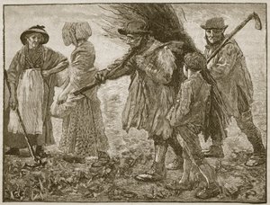 العمال الزراعيون في وقت برلمان الإصلاح الأول ، رسم توضيحي من Cassells Illustrated History of England (sepia photo) بواسطة مدرسة اللغة الإنجليزية