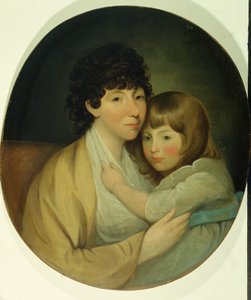 Anna Maria White (Mrs Charles Trench) and child (oil on canvas) بواسطة مدرسة اللغة الإنجليزية