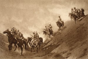 ساعدت شرطة الخيالة العربية البريطانيين في عبور السرير المجفف لقناة قديمة ، 1914-1919 بواسطة مدرسة اللغة الإنجليزية