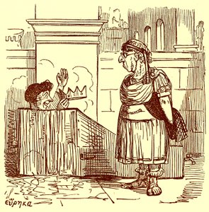 أرخميدس يأخذ حمامًا دافئًا ، توضيح من التاريخ الهزلي لروما بقلم جيلبرت أبوت بيكيت ، تم نشره عام 1850 (صورة محسنة رقميًا) بواسطة مدرسة اللغة الإنجليزية