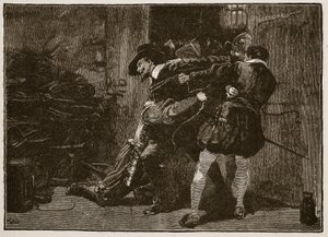 القبض على جاي فوكس ، رسم توضيحي من Cassells Illustrated History of England (sepia photo) بواسطة مدرسة اللغة الإنجليزية