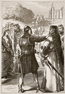القبض على دوق غلوستر ، رسم توضيحي من Cassells Illustrated History of England (sepia photo) بواسطة مدرسة اللغة الإنجليزية