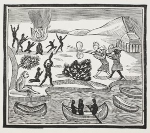 وصول الهمج مع السجين المسيحي ، صورة توضيحية من كتب الفصل الثامن عشر بقلم جون أشتون ، حانة. 1882 بواسطة مدرسة اللغة الإنجليزية