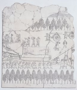 الأشوريون يتحركون ثور مجنح على زلاجة ، من نينوى وبقاياها أوستن هنري لايارد (1817-1894) نشر عام 1849 بواسطة مدرسة اللغة الإنجليزية