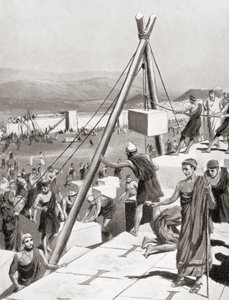 أعاد الأثينيون بناء مدينتهم تحت إشراف ثميستوكليس بعد الغزو الفارسي لليونان ، حوالي عام 479 قبل الميلاد ، من تاريخ الأمم في هتشنسون ، عام 1915 بواسطة مدرسة اللغة الإنجليزية