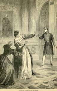 هجوم دون ميغيل على أخته ، مأخوذ من Cassells Illustrated History of England ، 18571858 بواسطة مدرسة اللغة الإنجليزية