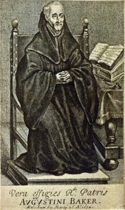 أوغسطيني بيكر ، واجهة من الحكمة المقدسة ، طُبعت عام 1634 بواسطة مدرسة اللغة الإنجليزية