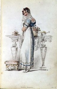 فستان الكرة ، لوحة أزياء من مستودع الفنون في أكرمان (نقش ملون) بواسطة مدرسة اللغة الإنجليزية