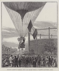 صعود بالون من Messers Jovis و Mallet من La Villette Gas-Works ، باريس (نقش) بواسطة مدرسة اللغة الإنجليزية