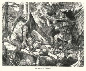 Beowulf dying (engraving) بواسطة مدرسة اللغة الإنجليزية