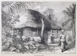 مساكن السود ، من "سانتو دومينغو الماضي والحاضر" لصمويل هازارد ، حانة. في 1873 (نقش) بواسطة مدرسة اللغة الإنجليزية