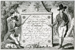Blake و Gunmaker و Sword Cutler ، ملصق علبة البندقية (نقش) بواسطة مدرسة اللغة الإنجليزية