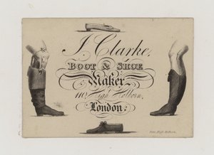 Boot and Shoemaker ، J Clarke ، البطاقة التجارية بواسطة مدرسة اللغة الإنجليزية