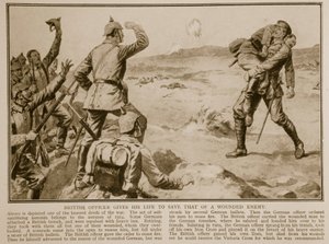 ضابط بريطاني يهب حياته لإنقاذ حياة عدو جريح ، 1914-1919 بواسطة مدرسة اللغة الإنجليزية