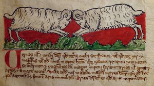 CCA-LitMs - D - 10 fol. 8r Wether ، من Bestiary بواسطة مدرسة اللغة الإنجليزية